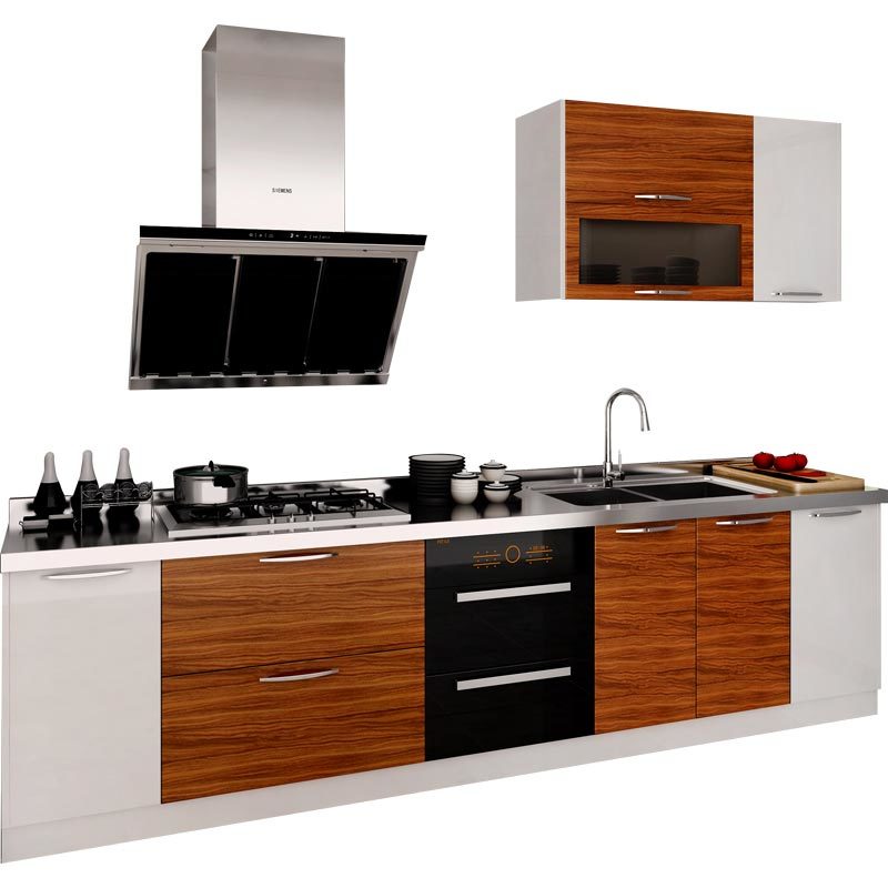 Black Mini Custom Melamine Wooden Kitchen Cabinet Storage Rack Set Assembled With Handles Door Drawers Sink