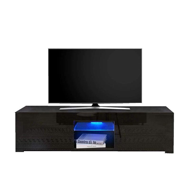 High gloss black UV modern wooden storage cabinet living room furniture LED light TV Stand table